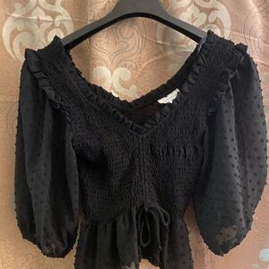 Top Shop Blouse Sheer Embroidered Lace Lightweight Size US 4 Small/Medium Women